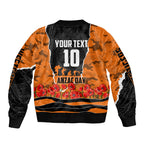 Personalized Wests Tigers ANZAC Tribute Sleeve Zip Bomber Jacket Poppy Field Soldier Silhouette Aboriginal Rugby Mascot