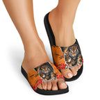 Personalized Wests Tigers ANZAC Tribute Slide Sandals Poppy Field Soldier Silhouette Aboriginal Rugby Mascot