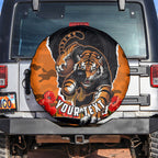 Personalized Wests Tigers ANZAC Tribute Spare Tire Cover Poppy Field Soldier Silhouette Aboriginal Rugby Mascot
