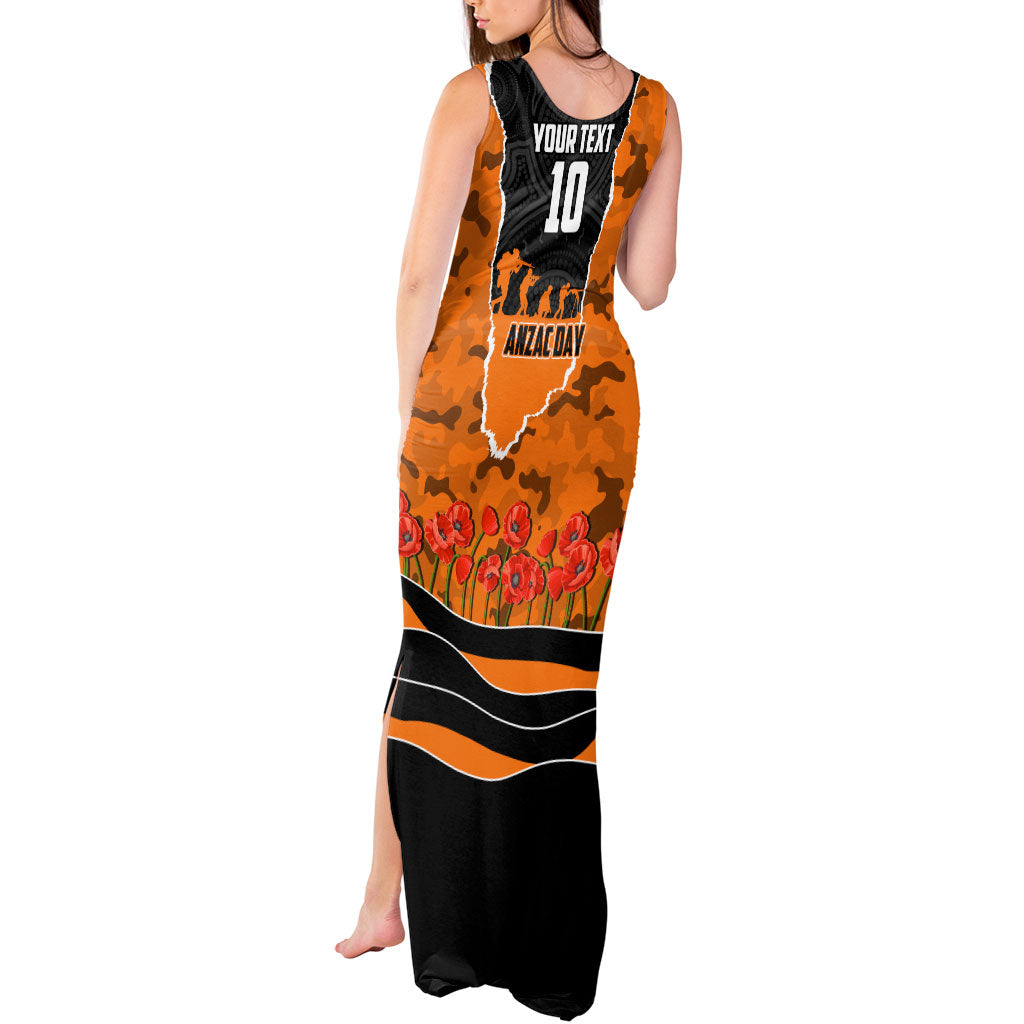 Personalized Wests Tigers ANZAC Tribute Tank Maxi Dress Poppy Field Soldier Silhouette Aboriginal Rugby Mascot