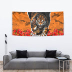 Personalized Wests Tigers ANZAC Tribute Tapestry Poppy Field Soldier Silhouette Aboriginal Rugby Mascot