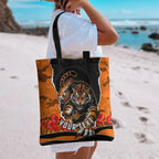 Personalized Wests Tigers ANZAC Tribute Tote Bag Poppy Field Soldier Silhouette Aboriginal Rugby Mascot