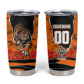 Personalized Wests Tigers ANZAC Tribute Tumbler Cup Poppy Field Soldier Silhouette Aboriginal Rugby Mascot