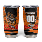 Personalized Wests Tigers ANZAC Tribute Tumbler Cup Poppy Field Soldier Silhouette Aboriginal Rugby Mascot