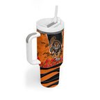 Personalized Wests Tigers ANZAC Tribute Tumbler With Handle Poppy Field Soldier Silhouette Aboriginal Rugby Mascot