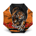Personalized Wests Tigers ANZAC Tribute Umbrella Poppy Field Soldier Silhouette Aboriginal Rugby Mascot