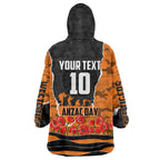 Personalized Wests Tigers ANZAC Tribute Wearable Blanket Hoodie Poppy Field Soldier Silhouette Aboriginal Rugby Mascot