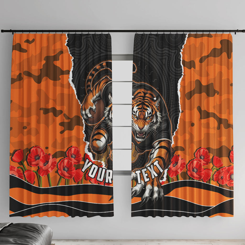 Personalized Wests Tigers ANZAC Tribute Window Curtain Poppy Field Soldier Silhouette Aboriginal Rugby Mascot