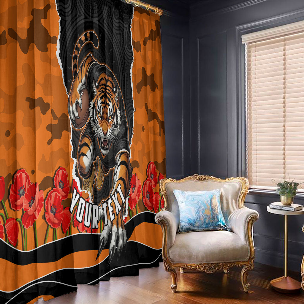 Personalized Wests Tigers ANZAC Tribute Window Curtain Poppy Field Soldier Silhouette Aboriginal Rugby Mascot