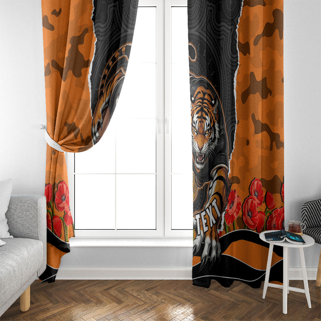 Personalized Wests Tigers ANZAC Tribute Window Curtain Poppy Field Soldier Silhouette Aboriginal Rugby Mascot