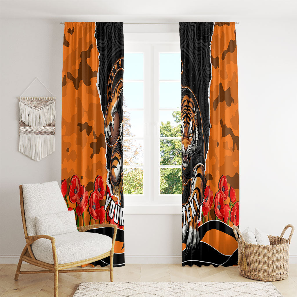 Personalized Wests Tigers ANZAC Tribute Window Curtain Poppy Field Soldier Silhouette Aboriginal Rugby Mascot