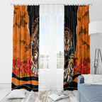 Personalized Wests Tigers ANZAC Tribute Window Curtain Poppy Field Soldier Silhouette Aboriginal Rugby Mascot