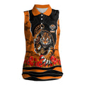 Personalized Wests Tigers ANZAC Tribute Women Sleeveless Polo Shirt Poppy Field Soldier Silhouette Aboriginal Rugby Mascot