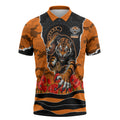 Personalized Wests Tigers ANZAC Tribute Zipper Polo Shirt Poppy Field Soldier Silhouette Aboriginal Rugby Mascot
