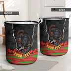 Personalized Penrith Panthers ANZAC Tribute Laundry Basket Poppy Field Soldier Silhouette Aboriginal Rugby Mascot
