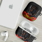 Personalized Penrith Panthers ANZAC Tribute AirPods Case Poppy Field Soldier Silhouette Aboriginal Rugby Mascot