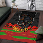 Personalized Penrith Panthers ANZAC Tribute Area Rug Poppy Field Soldier Silhouette Aboriginal Rugby Mascot