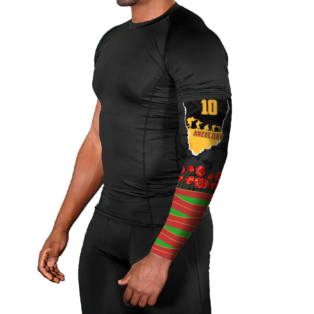 Personalized Penrith Panthers ANZAC Tribute Arm Sleeves Poppy Field Soldier Silhouette Aboriginal Rugby Mascot
