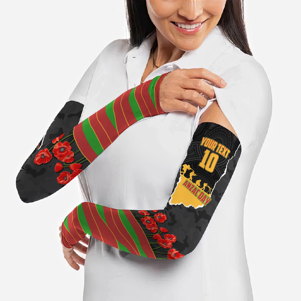 Personalized Penrith Panthers ANZAC Tribute Arm Sleeves Poppy Field Soldier Silhouette Aboriginal Rugby Mascot