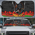Personalized Penrith Panthers ANZAC Tribute Auto Sun Shade Poppy Field Soldier Silhouette Aboriginal Rugby Mascot