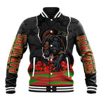 Personalized Penrith Panthers ANZAC Tribute Baseball Jacket Poppy Field Soldier Silhouette Aboriginal Rugby Mascot