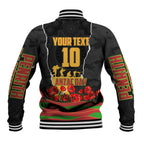 Personalized Penrith Panthers ANZAC Tribute Baseball Jacket Poppy Field Soldier Silhouette Aboriginal Rugby Mascot
