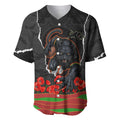 Personalized Penrith Panthers ANZAC Tribute Baseball Jersey Poppy Field Soldier Silhouette Aboriginal Rugby Mascot