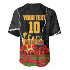Personalized Penrith Panthers ANZAC Tribute Baseball Jersey Poppy Field Soldier Silhouette Aboriginal Rugby Mascot