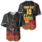 Personalized Penrith Panthers ANZAC Tribute Baseball Jersey Poppy Field Soldier Silhouette Aboriginal Rugby Mascot
