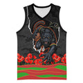 Personalized Penrith Panthers ANZAC Tribute Basketball Jersey Poppy Field Soldier Silhouette Aboriginal Rugby Mascot