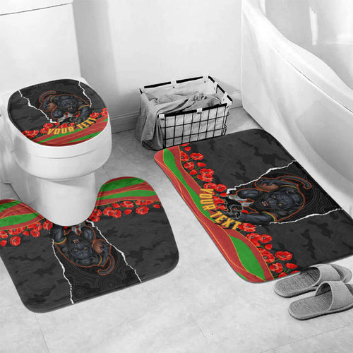 Personalized Penrith Panthers ANZAC Tribute Bathroom Set Poppy Field Soldier Silhouette Aboriginal Rugby Mascot
