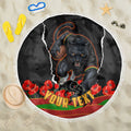 Personalized Penrith Panthers ANZAC Tribute Beach Blanket Poppy Field Soldier Silhouette Aboriginal Rugby Mascot