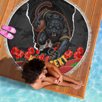 Personalized Penrith Panthers ANZAC Tribute Beach Blanket Poppy Field Soldier Silhouette Aboriginal Rugby Mascot