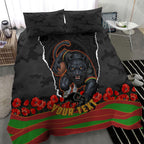 Personalized Penrith Panthers ANZAC Tribute Bedding Set Poppy Field Soldier Silhouette Aboriginal Rugby Mascot