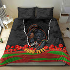 Personalized Penrith Panthers ANZAC Tribute Bedding Set Poppy Field Soldier Silhouette Aboriginal Rugby Mascot