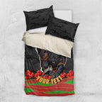 Personalized Penrith Panthers ANZAC Tribute Bedding Set Poppy Field Soldier Silhouette Aboriginal Rugby Mascot