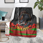 Personalized Penrith Panthers ANZAC Tribute Blanket Poppy Field Soldier Silhouette Aboriginal Rugby Mascot