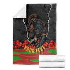 Personalized Penrith Panthers ANZAC Tribute Blanket Poppy Field Soldier Silhouette Aboriginal Rugby Mascot