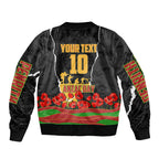 Personalized Penrith Panthers ANZAC Tribute Bomber Jacket Poppy Field Soldier Silhouette Aboriginal Rugby Mascot