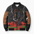 Personalized Penrith Panthers ANZAC Tribute Bomber Puffer Jacket Poppy Field Soldier Silhouette Aboriginal Rugby Mascot