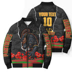 Personalized Penrith Panthers ANZAC Tribute Bomber Puffer Jacket Poppy Field Soldier Silhouette Aboriginal Rugby Mascot