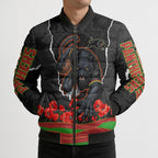 Personalized Penrith Panthers ANZAC Tribute Bomber Puffer Jacket Poppy Field Soldier Silhouette Aboriginal Rugby Mascot