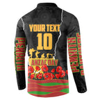 Personalized Penrith Panthers ANZAC Tribute Button Sweatshirt Poppy Field Soldier Silhouette Aboriginal Rugby Mascot