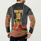 Personalized Penrith Panthers ANZAC Tribute Button Sweatshirt Poppy Field Soldier Silhouette Aboriginal Rugby Mascot
