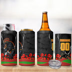 Personalized Penrith Panthers ANZAC Tribute 4 in 1 Can Cooler Tumbler Poppy Field Soldier Silhouette Aboriginal Rugby Mascot