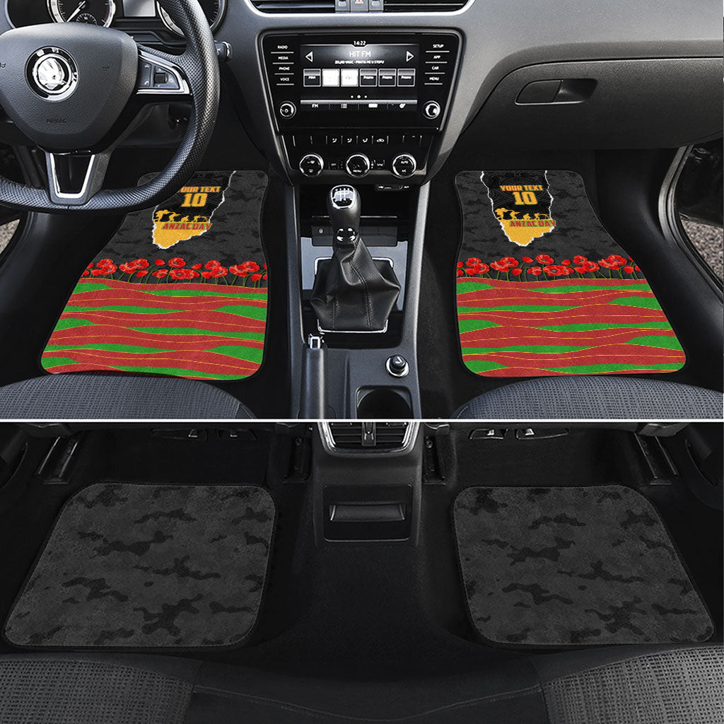 Personalized Penrith Panthers ANZAC Tribute Car Mats Poppy Field Soldier Silhouette Aboriginal Rugby Mascot