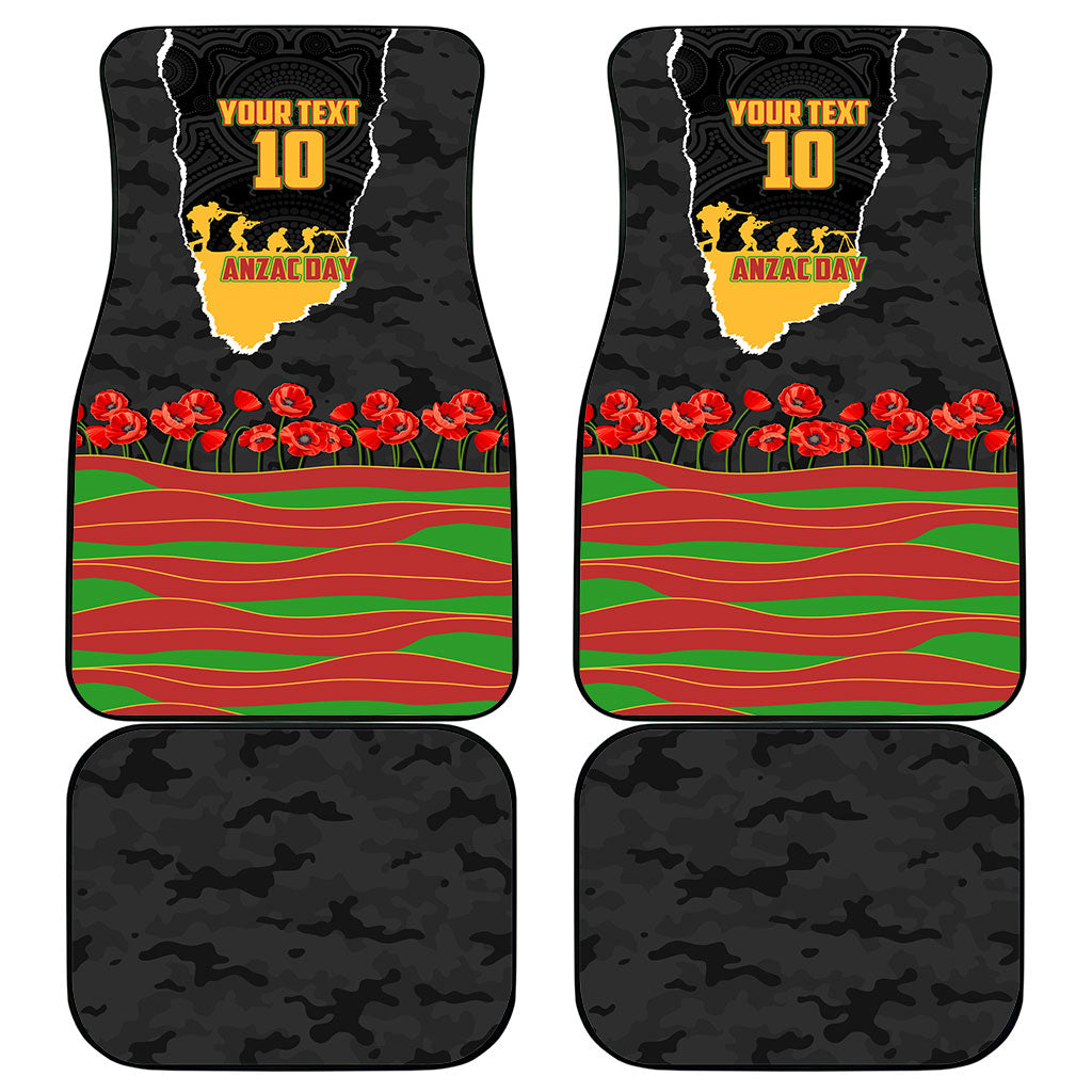 Personalized Penrith Panthers ANZAC Tribute Car Mats Poppy Field Soldier Silhouette Aboriginal Rugby Mascot