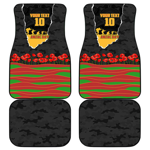 Personalized Penrith Panthers ANZAC Tribute Car Mats Poppy Field Soldier Silhouette Aboriginal Rugby Mascot