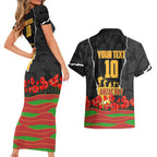 Personalized Penrith Panthers ANZAC Tribute Couples Matching Short Sleeve Bodycon Dress and Hawaiian Shirt Poppy Field Soldier Silhouette Aboriginal Rugby Mascot