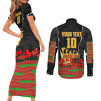 Personalized Penrith Panthers ANZAC Tribute Couples Matching Short Sleeve Bodycon Dress and Long Sleeve Button Shirt Poppy Field Soldier Silhouette Aboriginal Rugby Mascot